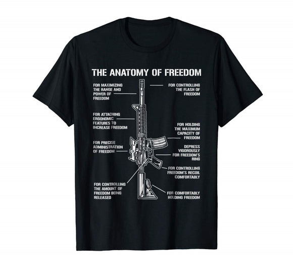 Anatomy Of Freedom M4 Ar15 Assault Flag Gun T Shirt T Shirt 100% Cotton T-Shirt O-Neck Rifle Short Sleeve Tee Shirt Homme Tshirt